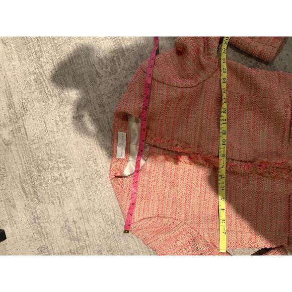 NWOT Amanda Uprichard Pink Tweed Women's Jacket with Fringe Detail sz M - Picture 6 of 6